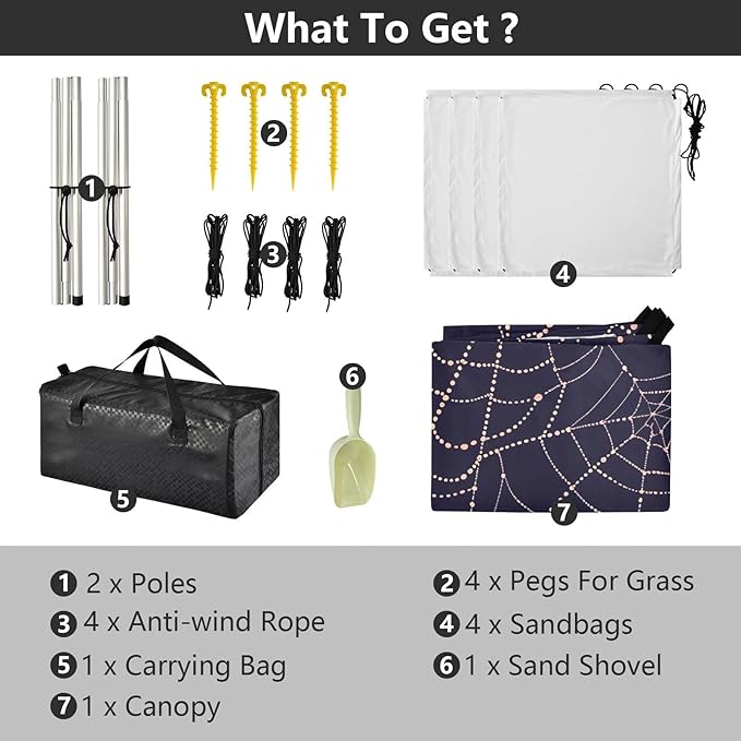 ALAZA Pearl Spider Web Pattern Beach Tent Sun Shelter Portable Canopy Sunshade for Outdoor Camping Picnics Backyard Fun 10x9 ft