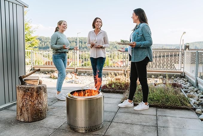 Solo Stove Bonfire Amazon Exclusive | Smokeless Fire Pit Bundle with Stand Lid Shelter &amp Ash Pan | Ideal for 4–6 People | Stainless Steel Wood Burning Camping Pit – 19.5 Wide 34lbs