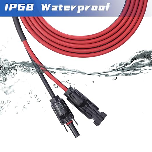 Solar Cable 30 Feet 2x12 AWG Twin Wire Solar Extension Cable Copper Strand with Female and Male Connectors on Both Ends Solar Panel Cable Wire &amp Adaptor for Home Shop and RV Solar Panels