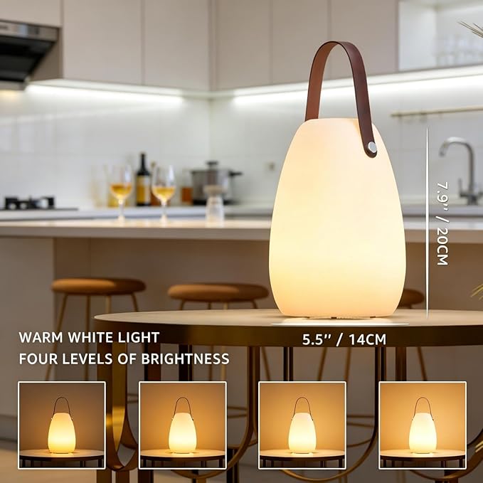 uuffoo Rechargeable Portable Table Lamp Cordless RGB Lantern with Remote Decorative LED Night Light IP44 Waterproof Indoor Outdoor Lamp for Bedroom Patio Garden Wedding Party
