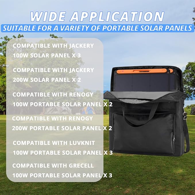 Solar Panel Storage Bag Compatible with Jackery Solar Panel 100 WattPadded Solar Panels BagSolar Panels Carrying Case with 2 Pockets (22 x 4.72 x 25.6inBlack)