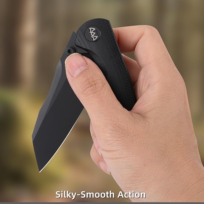 Folding Pocket Knife 3.35 14C28N Blade G10 Handle EDC Knife with Liner Lock Small Pocket Knife with Clip for Men Sharp Camping Hiking Hunting Survival Knives (Black)