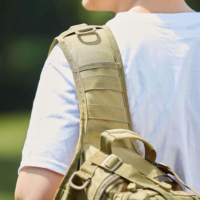 Tactical Chest Bag Military Shoulder Bag Large Capacity Crossbody Bag Sling Backpack for Travel Hiking Camping (As Shown1)