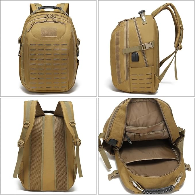 Military Tactical Backpack for Men Military Molle Pack Daypack 3 Day Assault Pack Rucksack Bag (Mud Color)