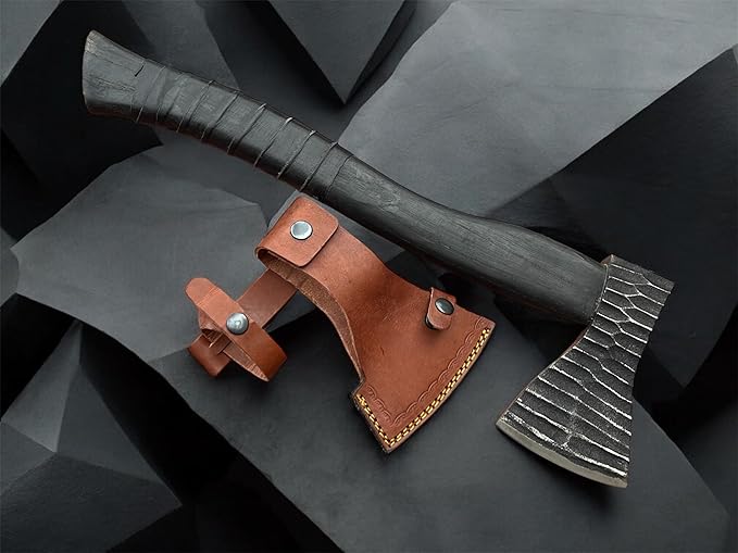 Poshland AX-7003 Forged Carbon Steel Viking Axe with Solid Ash Wood Handle – Outdoor Camping Hatchet | Handcrafted Collector's Gift