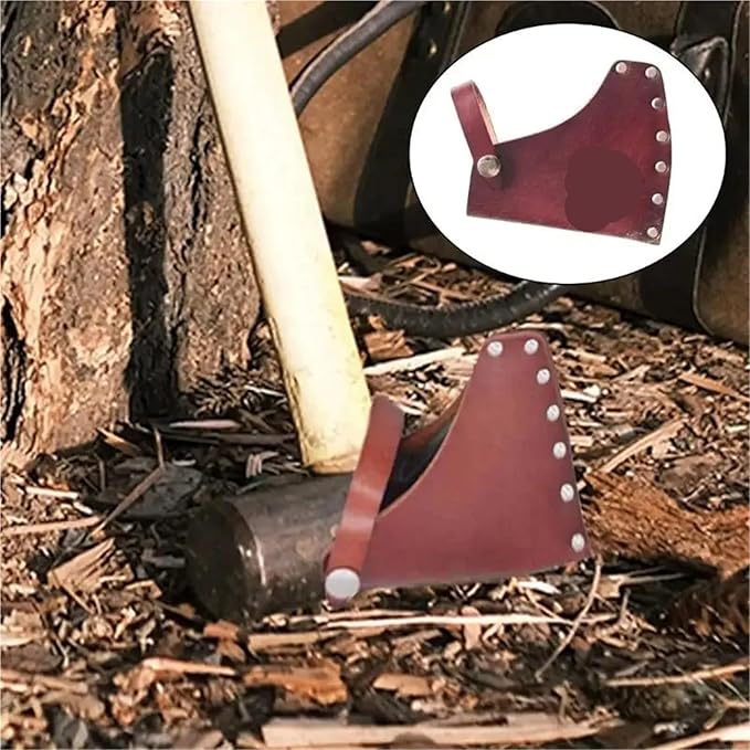 Outdoor Camping Axes Head Sheaths Protectors Bag PU Leather Axes Head Cover Portable Axes Head Sheath Protectors for Outdoor Camping Blade Protection