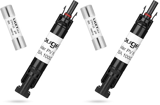 BougeRV 30A Solar Fuse Holder Inline PV Inline Fuse Holder 30 Amp for Solar Panel and Controller Waterproof Fuses Connector Solar Surge Protection Device (Pack of 2)