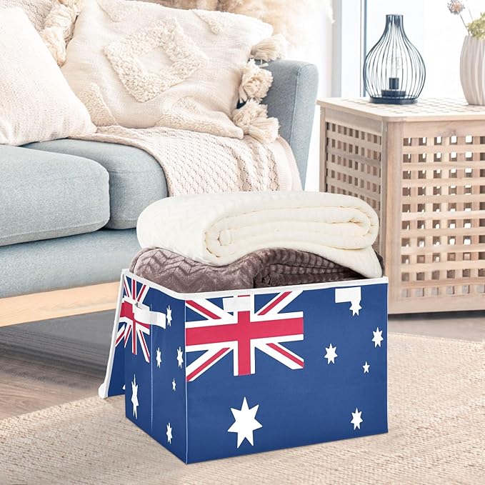 Australia Flag Australian National Blue Red Storage Bin with Lid Stackable Office Storage Clothing Storage Bins for Dorm