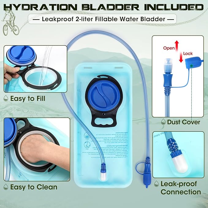Hydration Backpack with Water Bladder 18L Lightweight Hiking Backpack for Women&ampMen Small Insulated Hydration Water Pack for Hiking Running Cycling Biking