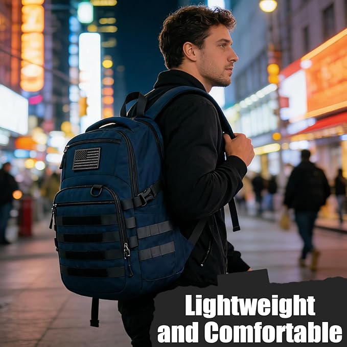 25L Military Tactical Backpack for Men - Molle Army 3 Days Assault Pack Out Bag Hiking Rucksack (Blue 25L)