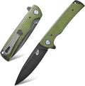 Eafengrow EF973 Folding Knife D2 Steel Blade Micarta Handle Scale Pocket Knife Folder for Working Camping Hiking EDC Tool Knife（army green
