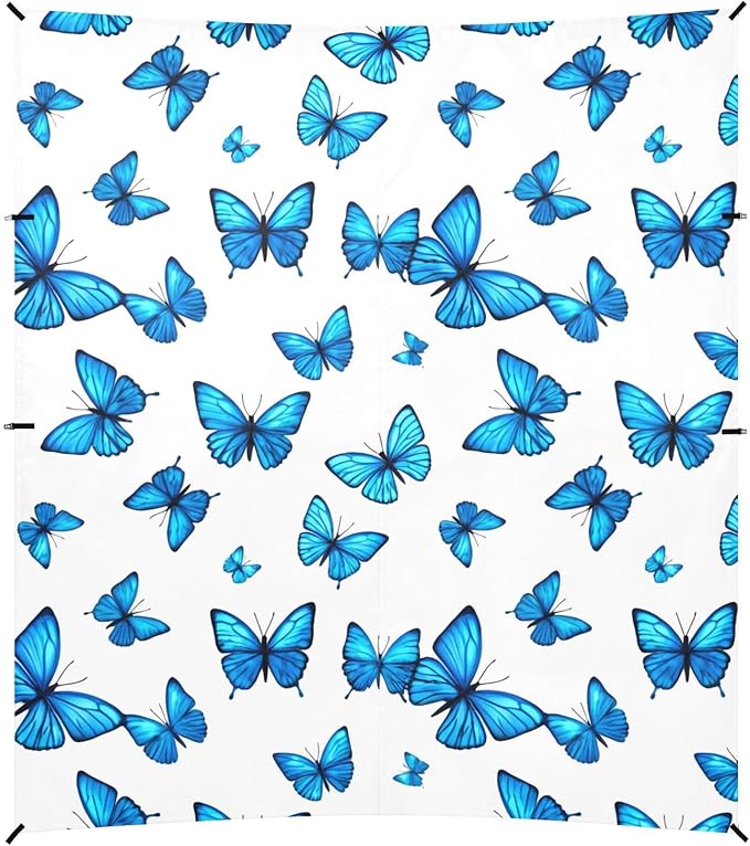 Beach Canopy with Windproof Ropes &amp Sandbags Beach Tent Sun Shade Sun Shelter for Camping Trips Fishing Backyard Fun or Picnics Blue Butterfly