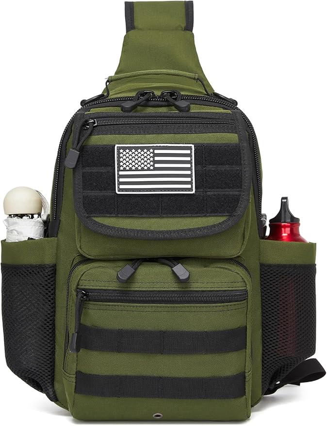 ATBP Tactical Crossbody Bag Holster Shoulder Backpack 6 Elastic Slots Water Bottle Holder Carrier Accessories Pouch 15L