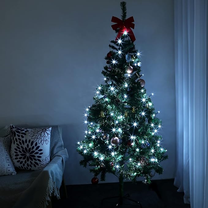 100 Counts Cool White LED Christmas Lights – 50ft 5mm White Christmas Lights Outdoor Commercial Grade Waterproof Indoor Christmas Tree Decorations Green Wire Mini String Lights UL IP:65