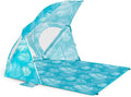 OutdoorMaster Update Pop Up Beach Umbrella Portable Beach Tent Shelter Beach Shade Sun Canopy with UPF 50+ UV Protection Extendable Floor with Carrying Bag - Blue Feathers