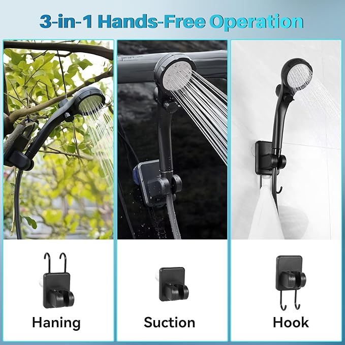 Portable Camping Shower with Heater 6000mAh Rechargeable Portable Shower with 2000W Immersion Heater LED Display Heated Camping Shower for Travel Hiking Car Pet