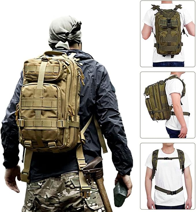 25L Tactical Backpack Lightweight Military Outdoor Travel Bag Men’s Camping &amp Climbing Sports Backpack (Black)