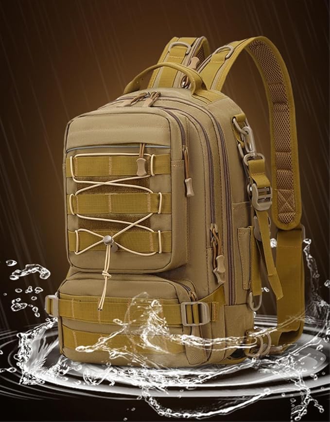 Men Backpacks Tactical Backpack Military Army Daypack For Hiking Camping Travel Hunting Rucksack Molle Bag (Brown 9.8 * 7.5 * 16inch(L*W*H))
