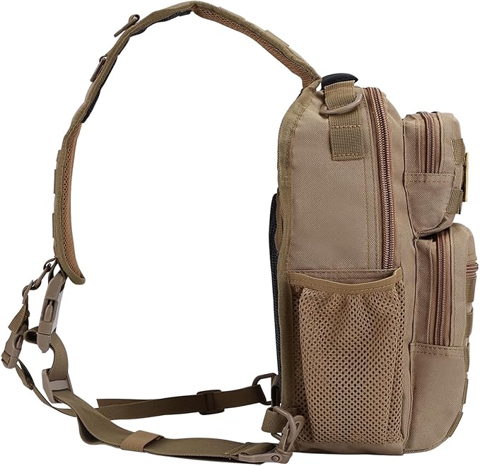 Rover Sling Pack Tactical Shoulder Sling Bag Backpack with Bottle Holder Crossbody Chest Bag Coyote