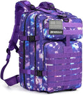 45L Military Tactical Backpack for Men &amp Women Bug Out Bag Assault pack Molle Daypack Hiking Trekking Rucksack (Purple tie-dye)