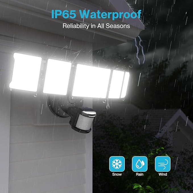 Olafus 130W Motion Sensor Outdoor Lights 13000LM 2 Pack Motion Sensor Flood Light Dusk to Dawn Outdoor Lighting IP65 Waterproof Motion Detector Lights for Outside Black