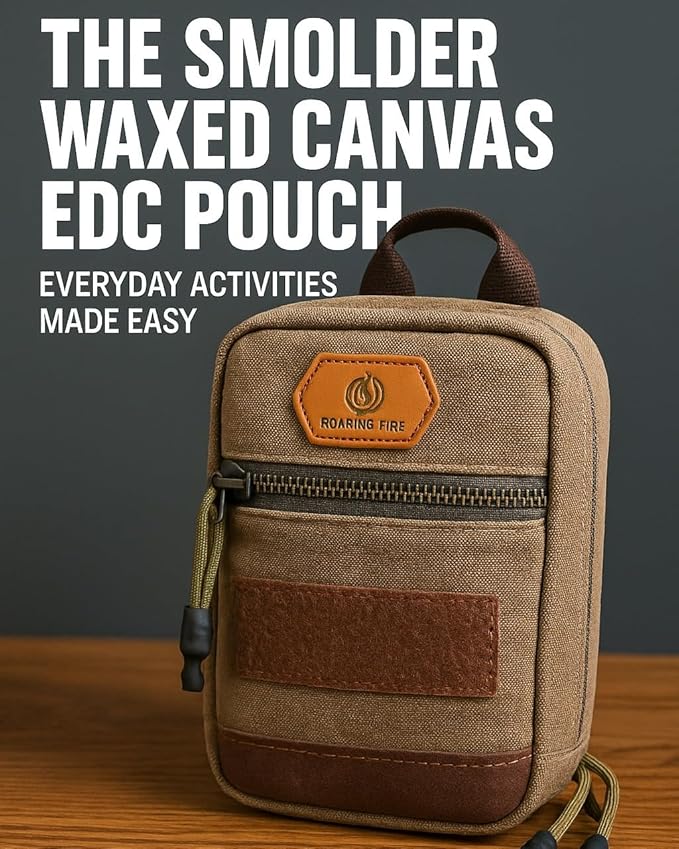 Roaring Fire Smolder Waxed Canvas Organizer - Tactical Molle Admin Pouch EDC Tool Organizer with YKK Zippers Molle Organizer Pouch for Everyday Carry Tool for Outdoor Tactical Survival