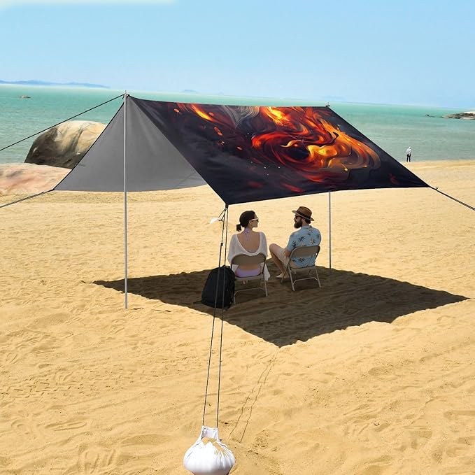 ALAZA Fierce Fox Beach Tent Sun Shelter Portable Canopy Sunshade for Outdoor Camping Picnics Backyard Fun 10x9 ft