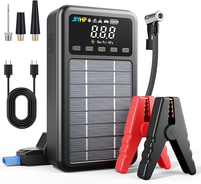 JIYHF Portable Power Station 74Wh Solar Generator &amp Backup Power with 45W USB-C PD 3000A Jump Starter with Air Compressor Ideal as a Portable Power for Emergency car Battery Jumper RV inflat