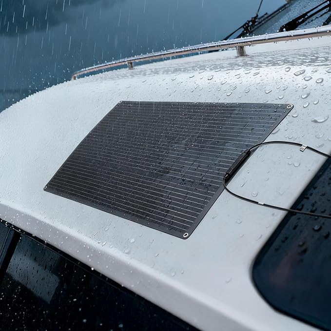 VEVOR Flexible Solar Panel 100W Semi-Flexible Bendable Monocrystalline Solar Panel 23% Efficiency Mono Off-Grid Charger with MC4 Output IP67 Waterproof for Marine RV Car Cabin Curved Surfaces