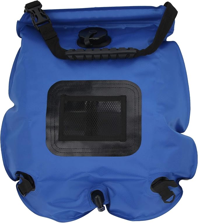 EVTSCAN Solar Power Shower Bag Portable Easily Hung Comfortable Handle Camping Bath Bag 20L Capacity Blue