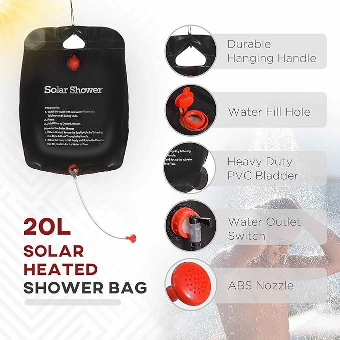 Camping Shower Tent - Instant Setup 2 Room Privacy Shelter w/20L Shower Bag 2000mm Waterproof Enclosure &amp Detachable Floor Portable Bathroom Tent for Beach/Camping/RV