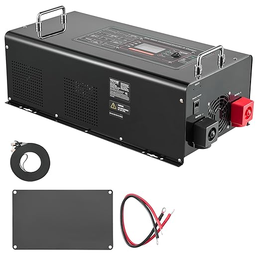 VEVOR Pure Sine Wave Inverter Charger 6000 Watt DC 48V to AC 120V Battery Charger with LCD Display Remote Control Solar Inverter for Off-Grid Solar RV Boat Home Compatible with Various Batteries