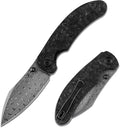 KANSEPT Nesstreet Pocket Folding Knives for Men EDC Camping Folding Knife 3.58'' Damascus Material Pocket Folding Knife with Shred Carbon Fiber Handle Everyday Carry K1039D1