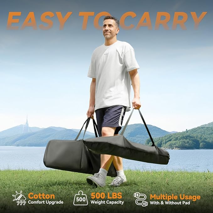 Everyfun 2 Person Outdoor Hammock with Stand Cotton Rope Hammock with Polyester Pad Adjustable Steel Frame Portable with Carrying Bag – for Patio Backyard Garden Beach Cloud-Gray