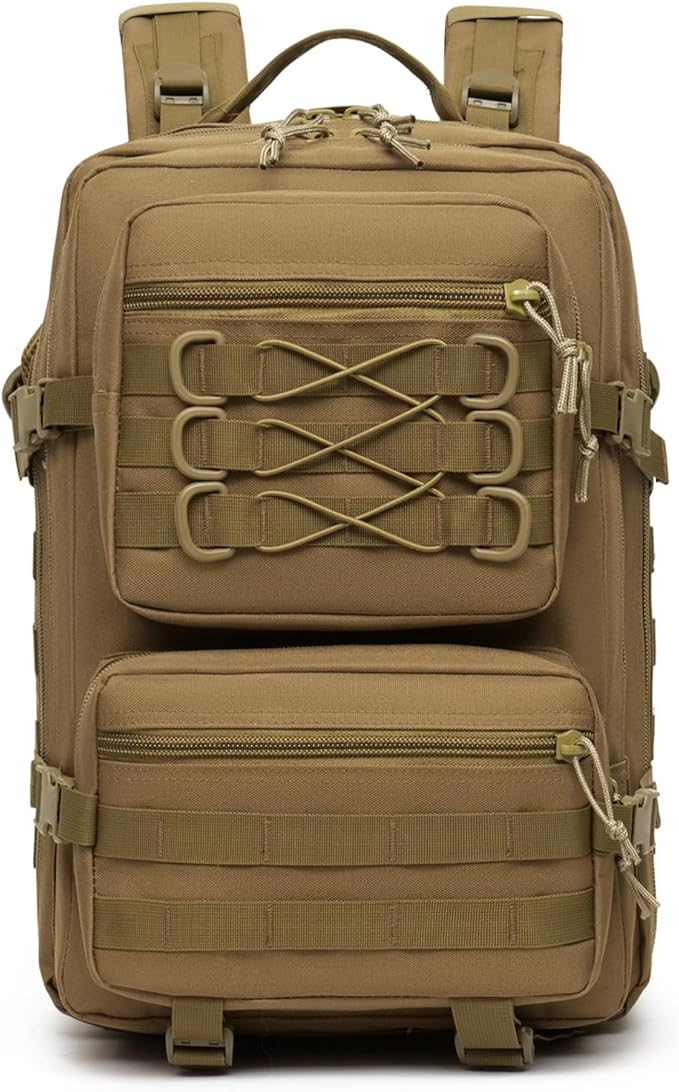 50l Tactical Backpack for Men's Camouflage Camping Mountaineering Travel Sports Large Capacity Multi-function Backpack (Khaki)