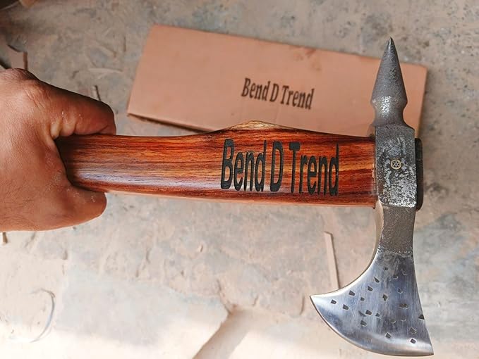 Bend D Trend- Custom Handmade Stainless Steel Hatchet Viking Axe Art - Wood Handle
