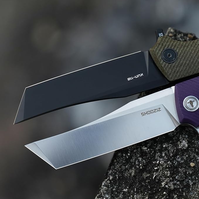 Folding&ampPocket Knife3.55 D2 EDC Knife with Flipper opener Plain Tanto BladeUltem Camping Tool Gift for Outdoor Men/WomenXUN112-JUS(Satin)