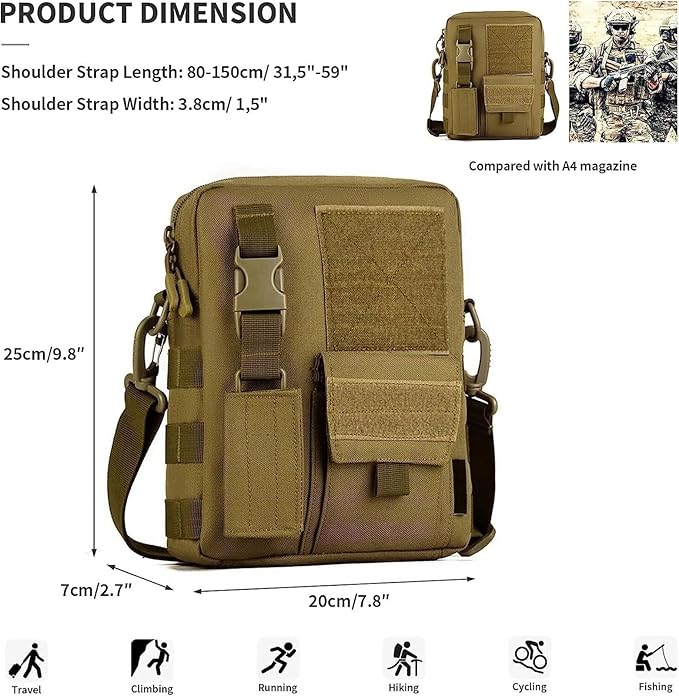 Outdoor Tactical Sling Bag MOLLE Crossbody Pack Chest Shoulder Backpack(Green)