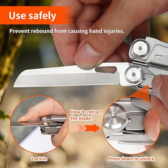 Multitool 17-in-1 Full-Size Lightweight EDC Multi-Purpose Pliers Nylon Bag Camping Knives &amp Tools Tactical Outdoor Gear Mens Gifts Ideas Gifts for Hunters Men who have Everything (Black)