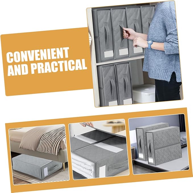 Foldable Bedding Organizer Zipper Closure Compact Storage Bin for Bed and Blankets Closet Storage Box Elegant Design for and Apartments Light Grey