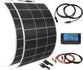 Flexible Solar Panel kit 200W 12V2PCS 100W Monocrystalline Module20A Charge ControllerExtension Cable Off-Grid Charger for RV Boat Van Car Curve Surfaces (White)