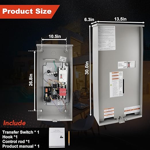 200 Amp Single Phase Generator Automatic Transfer Switch Compatible with Generac RXSW200A3Power Management for Outdoor and Indoor Use Service Entrance Rated NEMA 3R Aluminum Enclosure 120/240 V