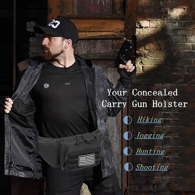 1 Black Gun Fanny Pack + 1 Black Gun Sling Bag