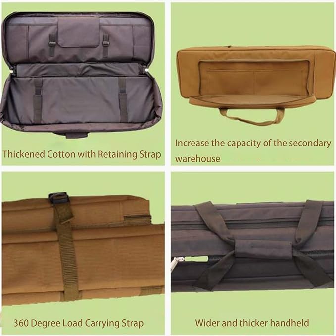 24 28 33 35 39 43 47 Soft Double Rifle Bag Long Rifle Bag for Hunting Shooting Range Firearm Transportation Transportation and Hunting Shooting Range Rifle Backpack(Khaki47in/120cm)