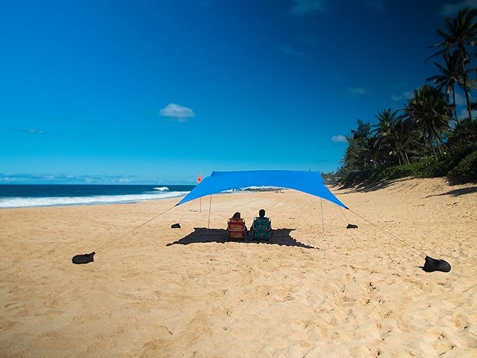 Neso Grande Portable Beach Tent Sun Shelter - Lightweight Beach Shade Canopy - Easy Setup for Family Outings - Patented Reinforced Corners - UPF 50+ Sun Protection