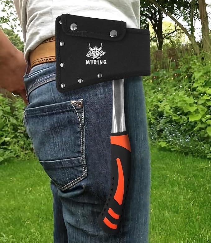 13.8 Hatchet Camping Axe High Carbon Steel &amp Shock Reduction Grip with Nylon Sheath