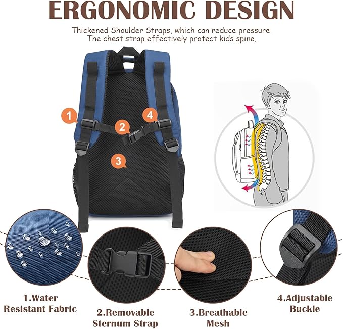 Kids Tactical Backpack Army Molle Bookbag Military Boys Backpack for School Outdoor Camping Blue