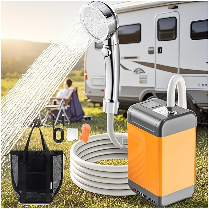 Portable Electric Shower 7800mAh Rechargeable Shower Camping with Intelligent LED Display Battery Powered Shower for Outdoor Camping Travel Pet Bathing