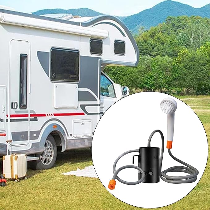 Portable Outdoor Shower Kit Electric with Hose for Outdoor Activities Black no Remote