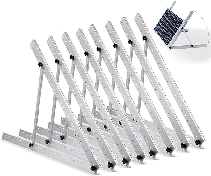 Upgraded 47in 4 Sets Adjustable Solar Panel Tilt Mount Brackets Foldable Tilt Legs Support 100 200 300 400 500 Watt Solar Panels 4-8Pcs Solar Panel Stand for Roof Off-Grid RV and Boat